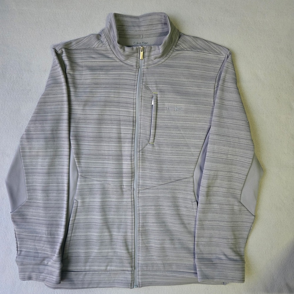 Calvin Klein Performance Mens Gray Space Dye Full Zip THRML Jacket Large Regular